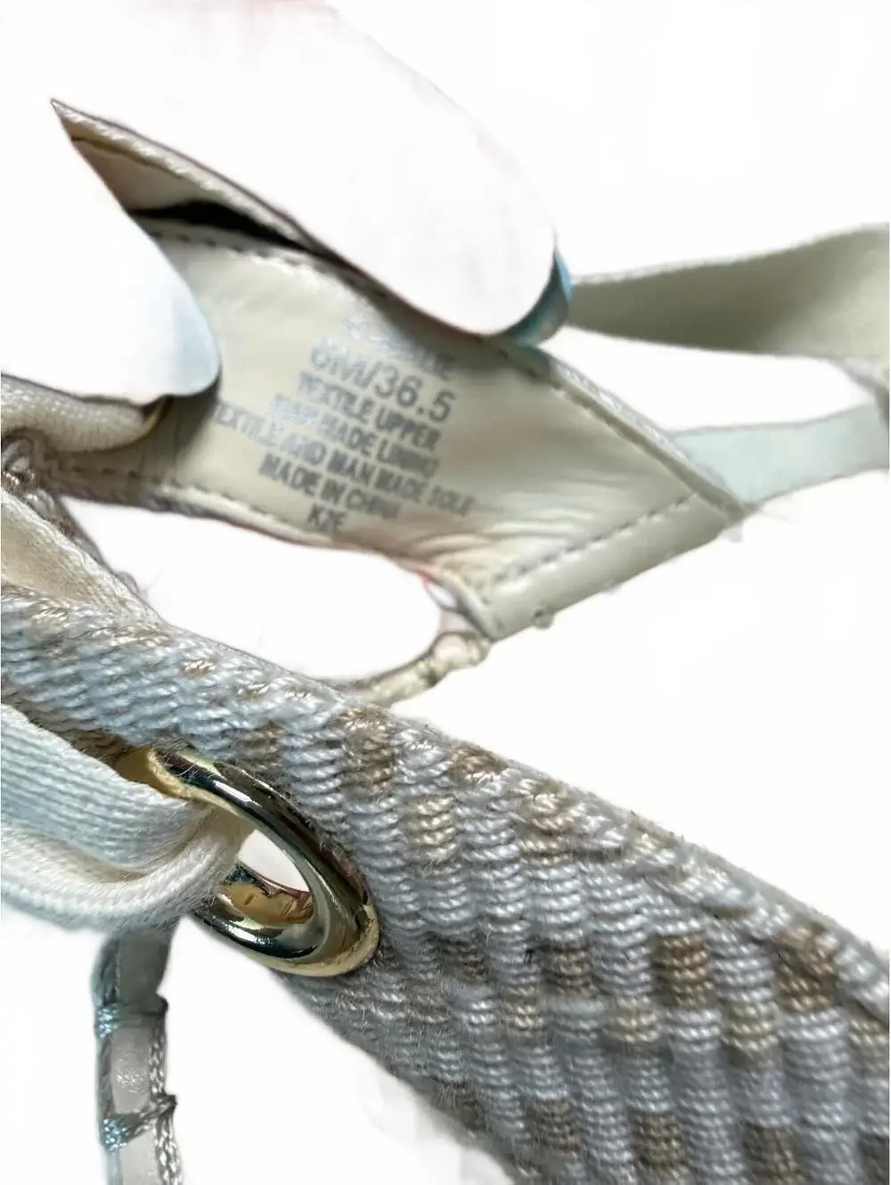 Vince Camuto Women's Beige and White Woven Espadrille Wedge Sandals Size 6